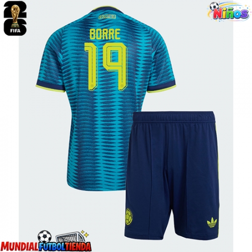 Camiseta Colombia Rafael Santos Borre #19 Segunda Equipación Replica Mundial 2026 para niños mangas cortas (+ Pantalones cortos)
